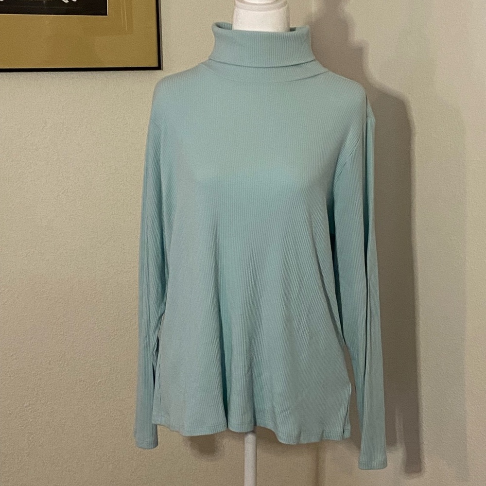 Light Blue Ribbed Turtleneck